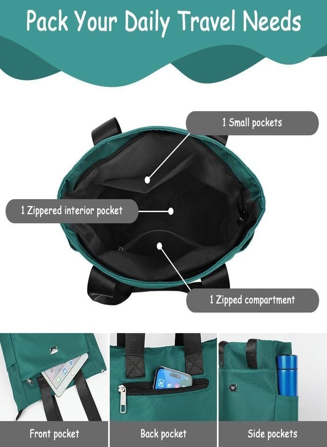 Kresal Nylon Tote Bag for Women, Multi-pocket Large Shoulder Bag Casual Handbag with Zipper for Wrok Travel College - Multicolor - Image 3
